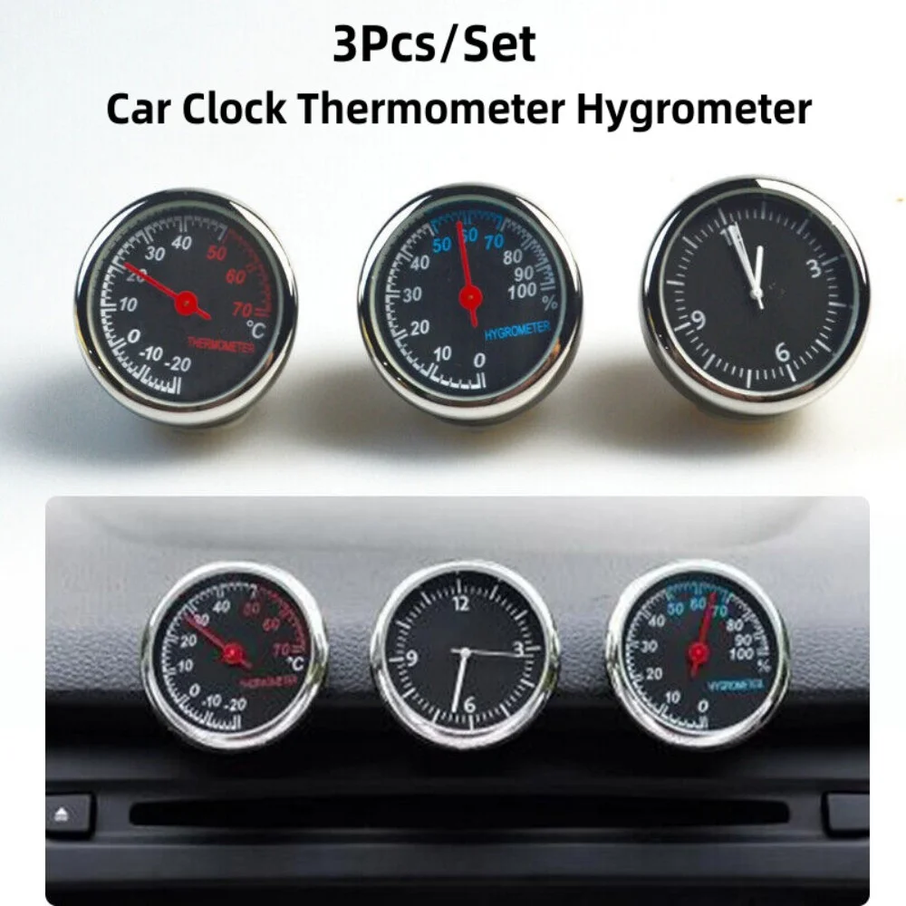 Practical Automobile Digital Clock Mini Car Watch Automotive Thermometer Hygrometer Decoration Ornament Clock