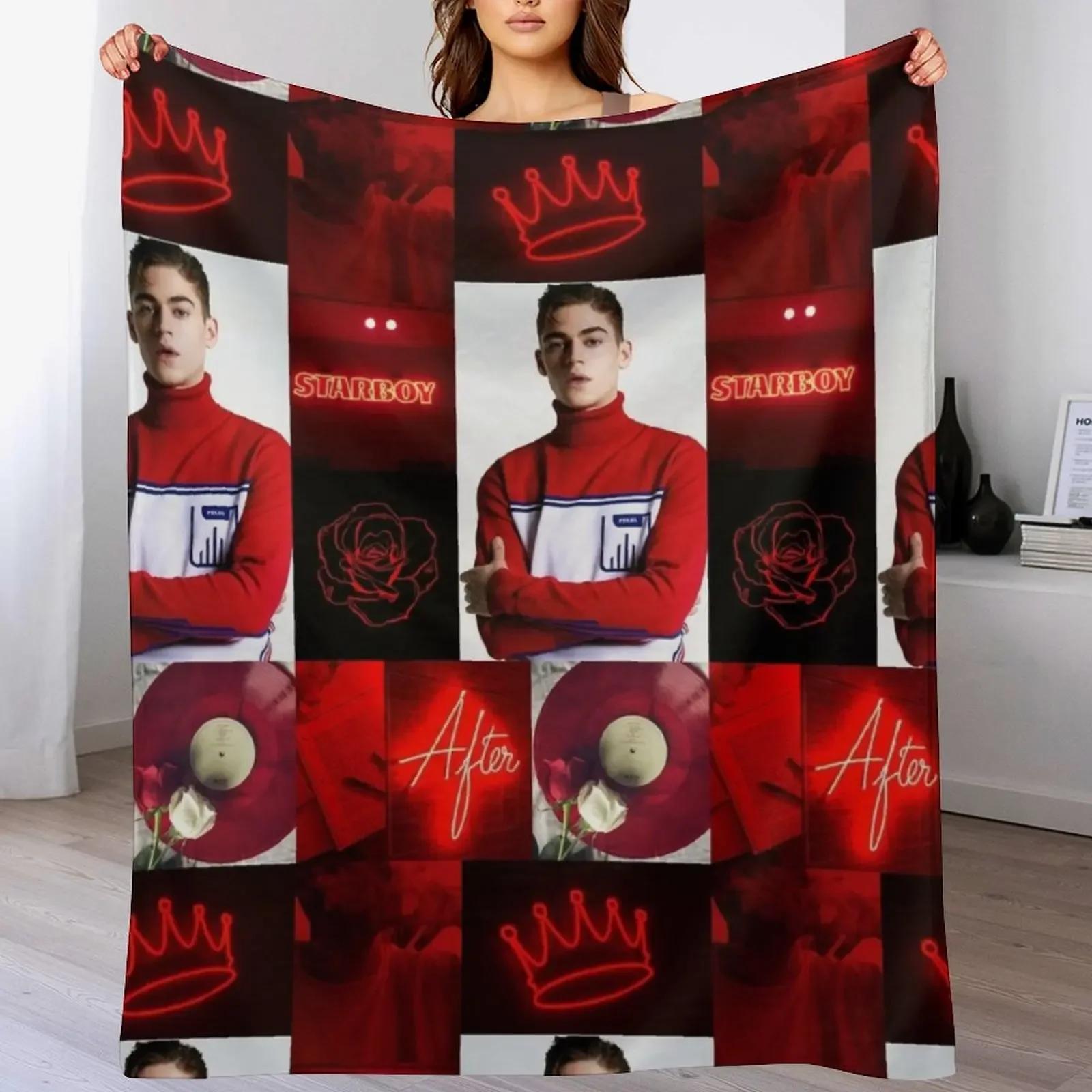 

Hero Fiennes Tiffin in Red Throw Blanket Stylish Decor Blanket Gift for Friends Roommate