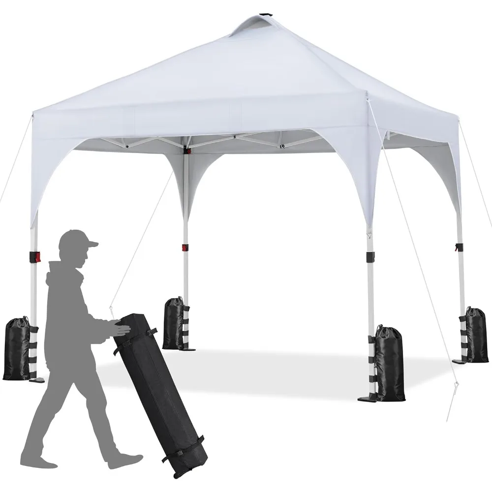 

Выдвижная палатка с навесом 10x10 футов с 17 солнечными светодиодными фонарями, открытая садовая беседка, палатка мгновенного укрытия Ez с сумкой на колесиках, 4