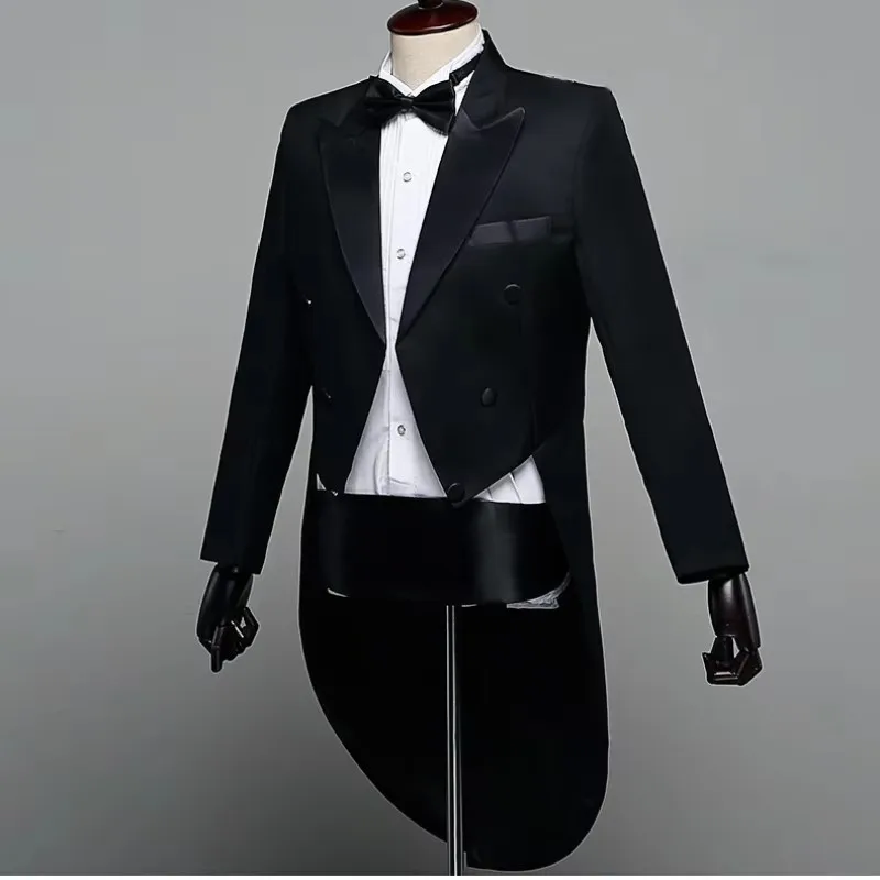 Nero/Bianco Abiti da uomo 2 pezzi Moda Picco risvolto doppio petto Frac Chic Party Wedding Sposo Prom Abito maschile (giacca + pantaloni)