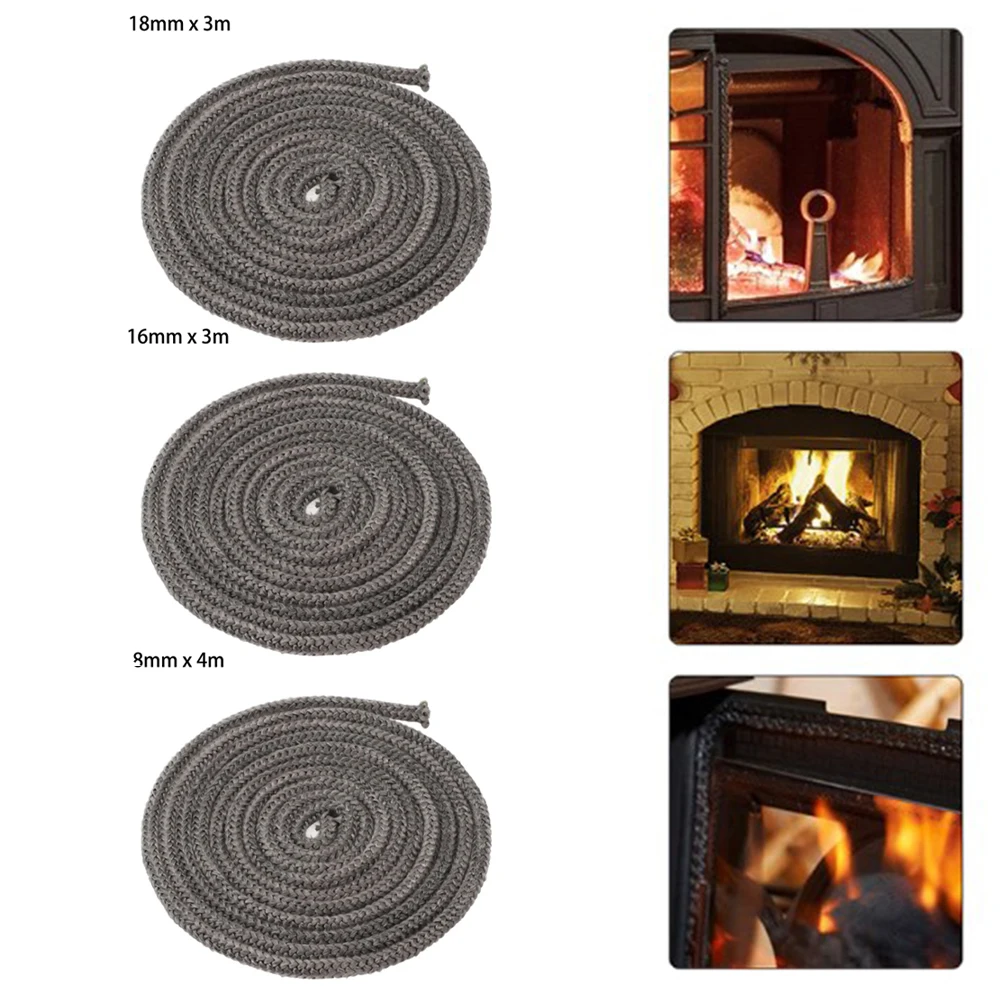 

Fireplace Sealing Rope Black Gasket Cord StoveDoor Fireplace Cord 8mm/16mm/18mm Woodburner Black Gasket Cord Width