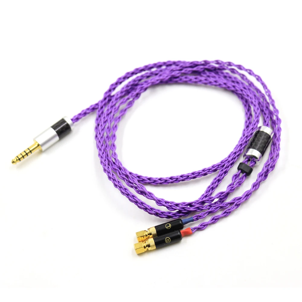 

Purple 8 Core Single Crystal Silver for Hifiman HE6 HE5 HE400 HE500 HE600 (Screw) Earphones Headphone Cables Cord