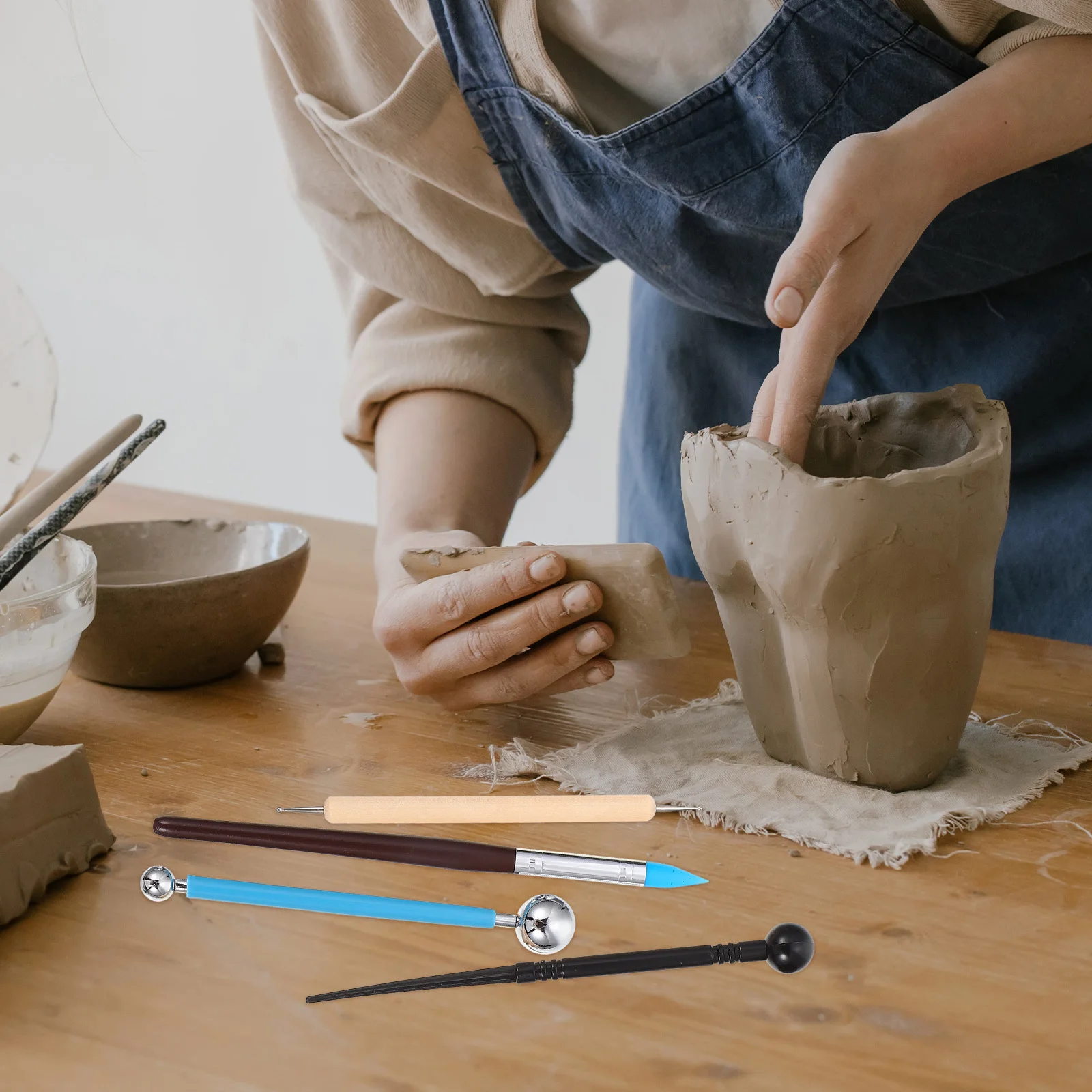 

1Set Clay Craft Tools Professional Sculpting Carving Shaping Scraping Dotting Kit Portable Reusable DIY Clay Modeling Supplies