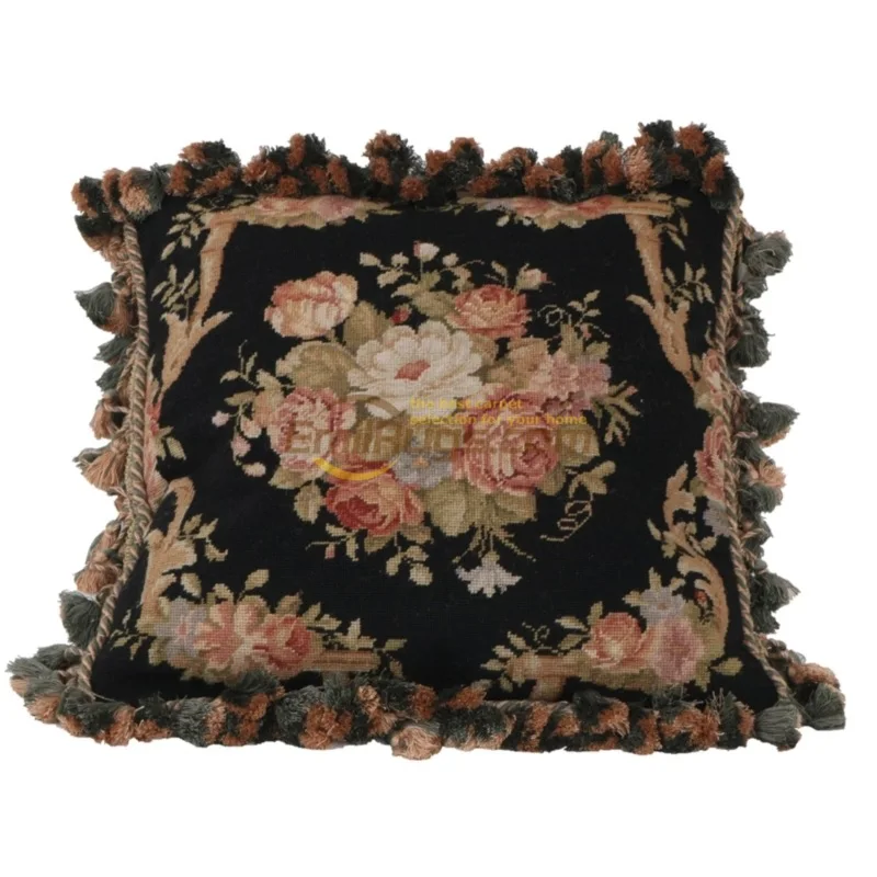 wreath victorian pillow  woven  pure wool european palace pillowcase baroque style pillow