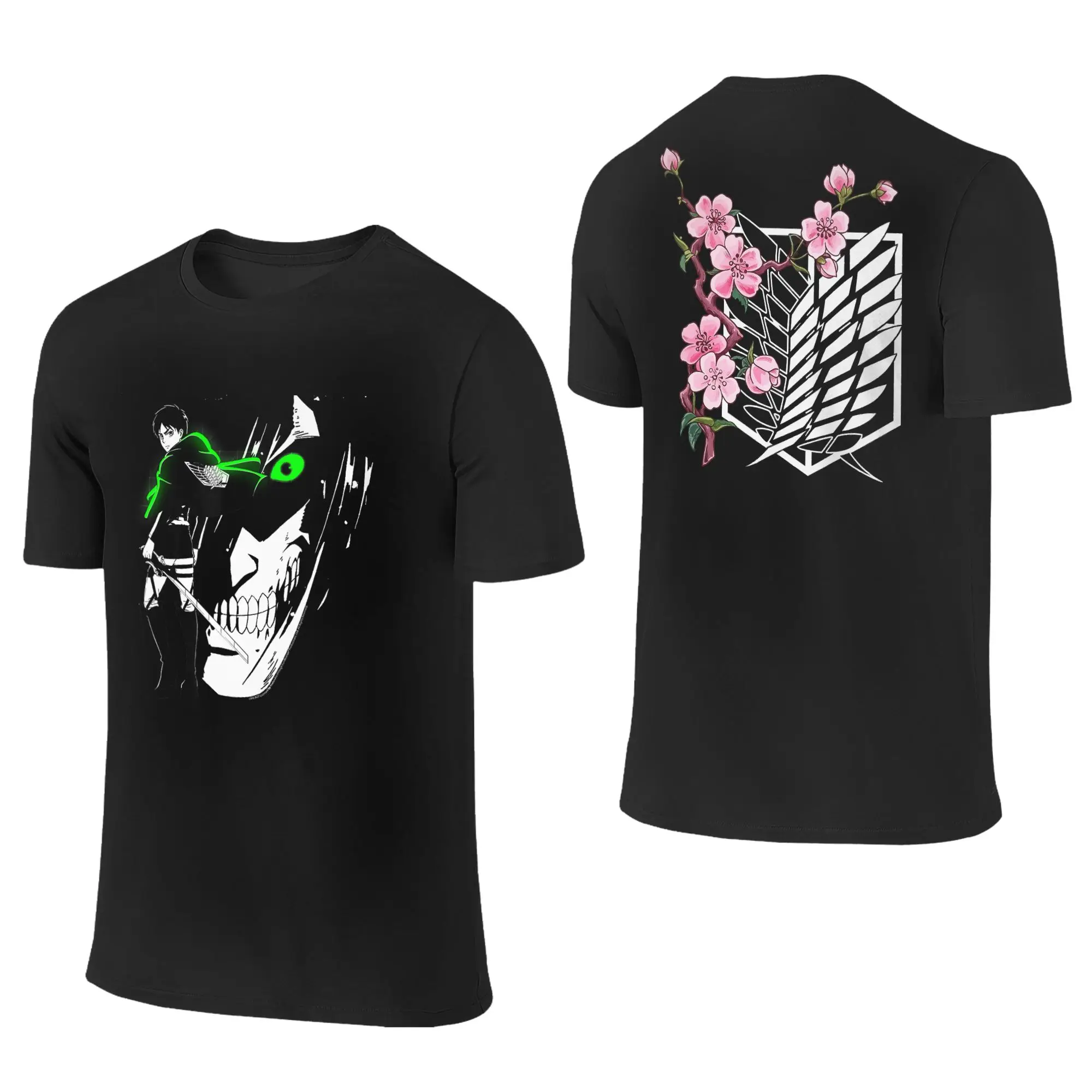 Vintage Attack on Titan Eren Jaeger Glow Anime T-Shirt for Men Crew Neck Cotton T Shirt  Short Sleeve Tee Shirt 6XL Tops