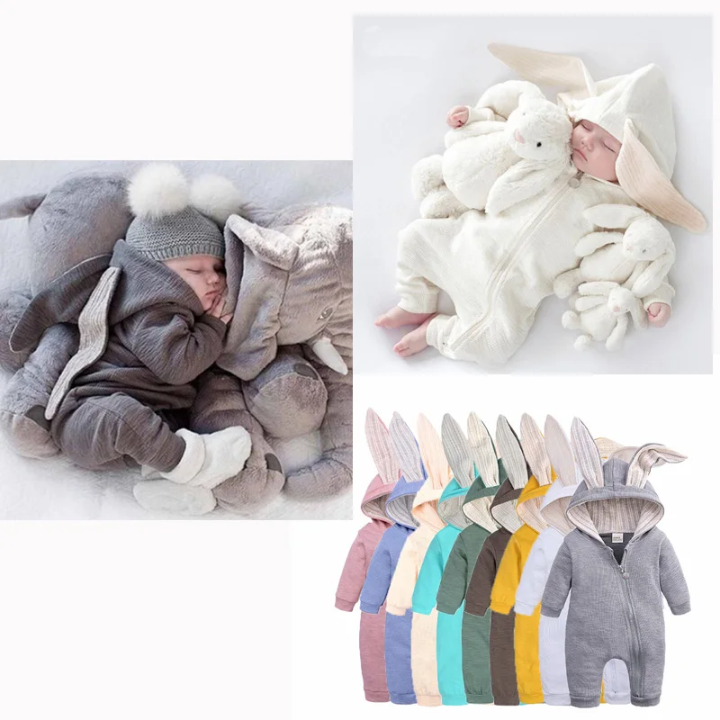 

Baby Rompers Boy Girl Jumpsuit for Newborn Infant Toddler Rabbit Cotton Overalls Hood Costume photography Clothes 0-18 Months