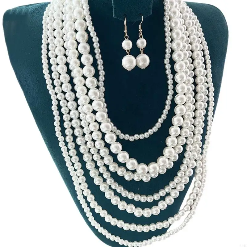 634c Funcola per perle e orecchini set Women's Funls Pearls a strati e Collezione
