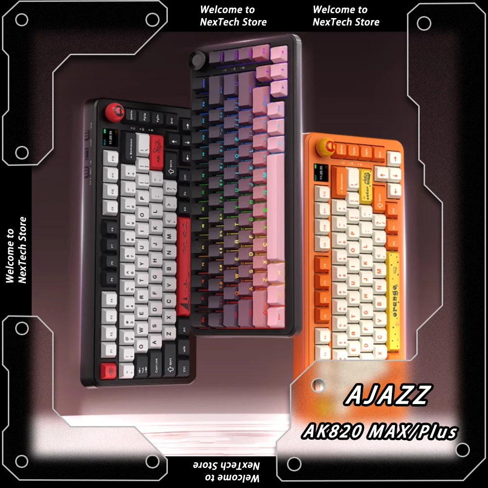 new-ajazz-ak820-max-plus-mechanical-keyboard-tri-mode-gasket-tft-screen-hot-plug-gaming-keyboard-8000mah-customized-pc-accessory