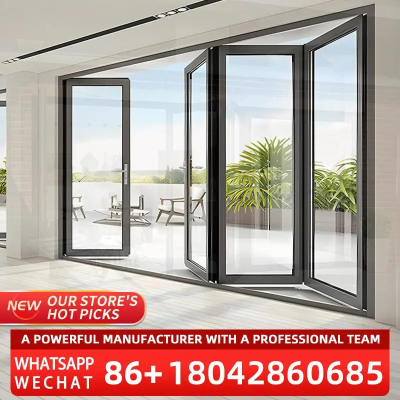 Frameless Accordion Terrace Folding Aluminium Glass Doors for Interior Partition Wall folding door
