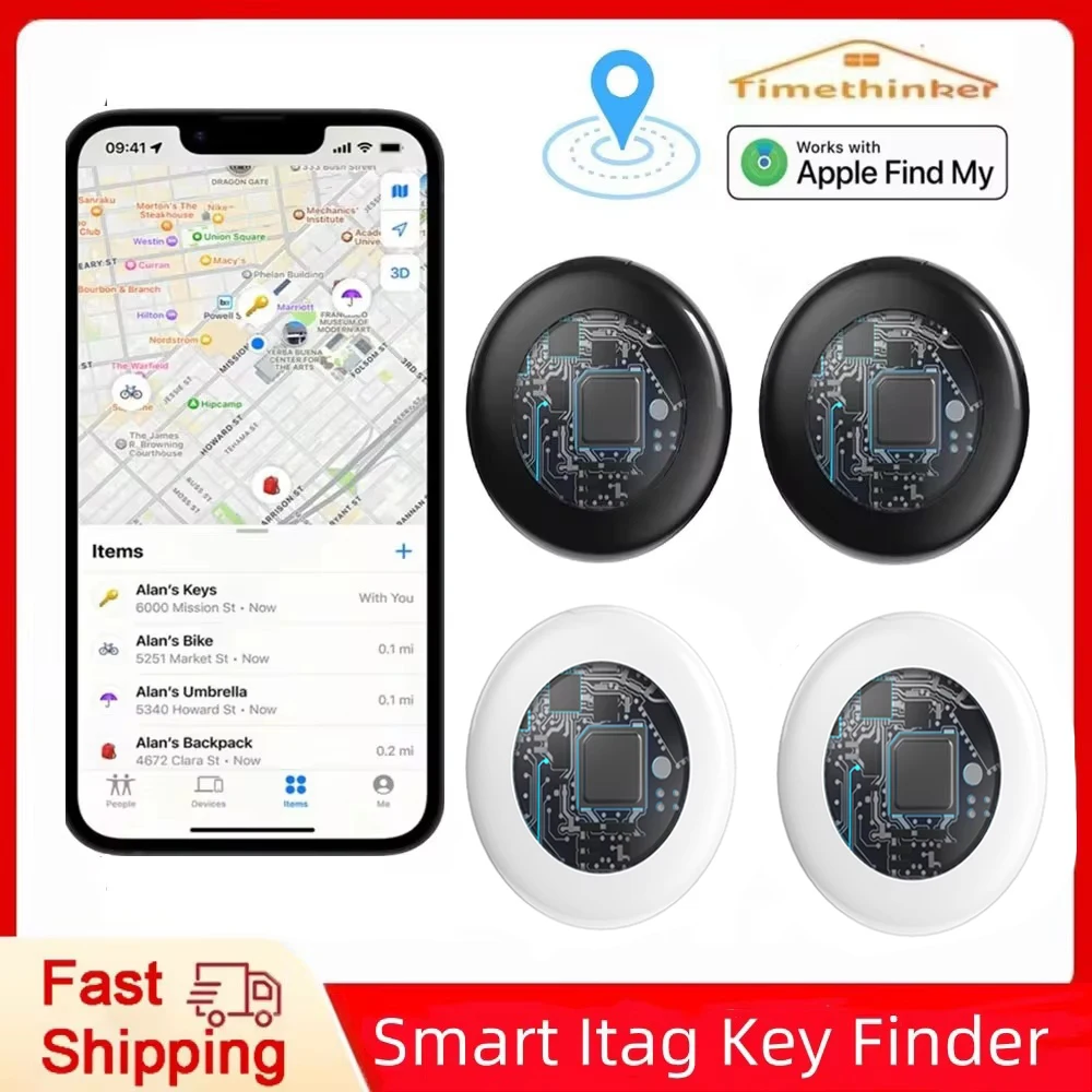 Timethinker Smart Bluetooth GPS Airtag Tracker Work with Apple Find My APP ITag Anti Lost Air Tag Locator Pet Key Finder for IOS