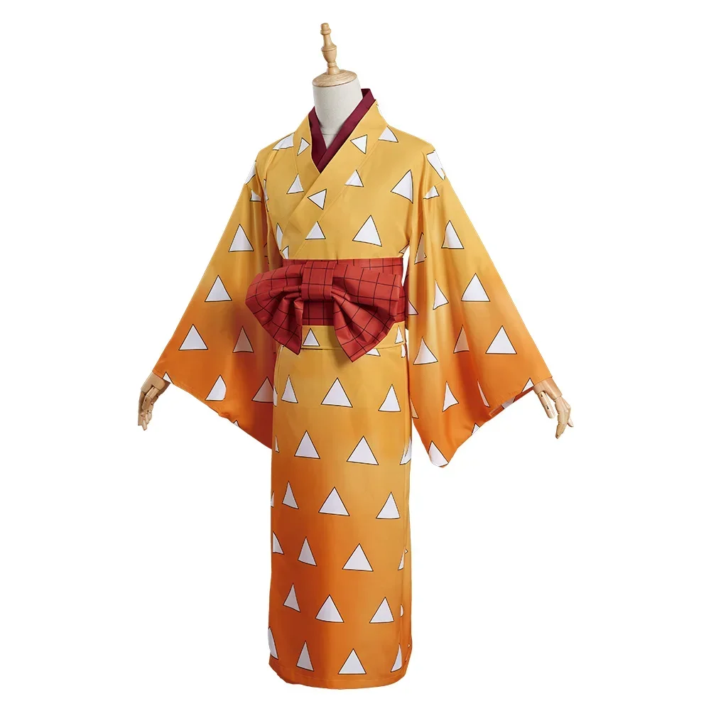Anime Cloth Agatsuma Zenitsu Cosplay Costume Kimono Dress Outfits Halloween Carnival Suit - Image 3