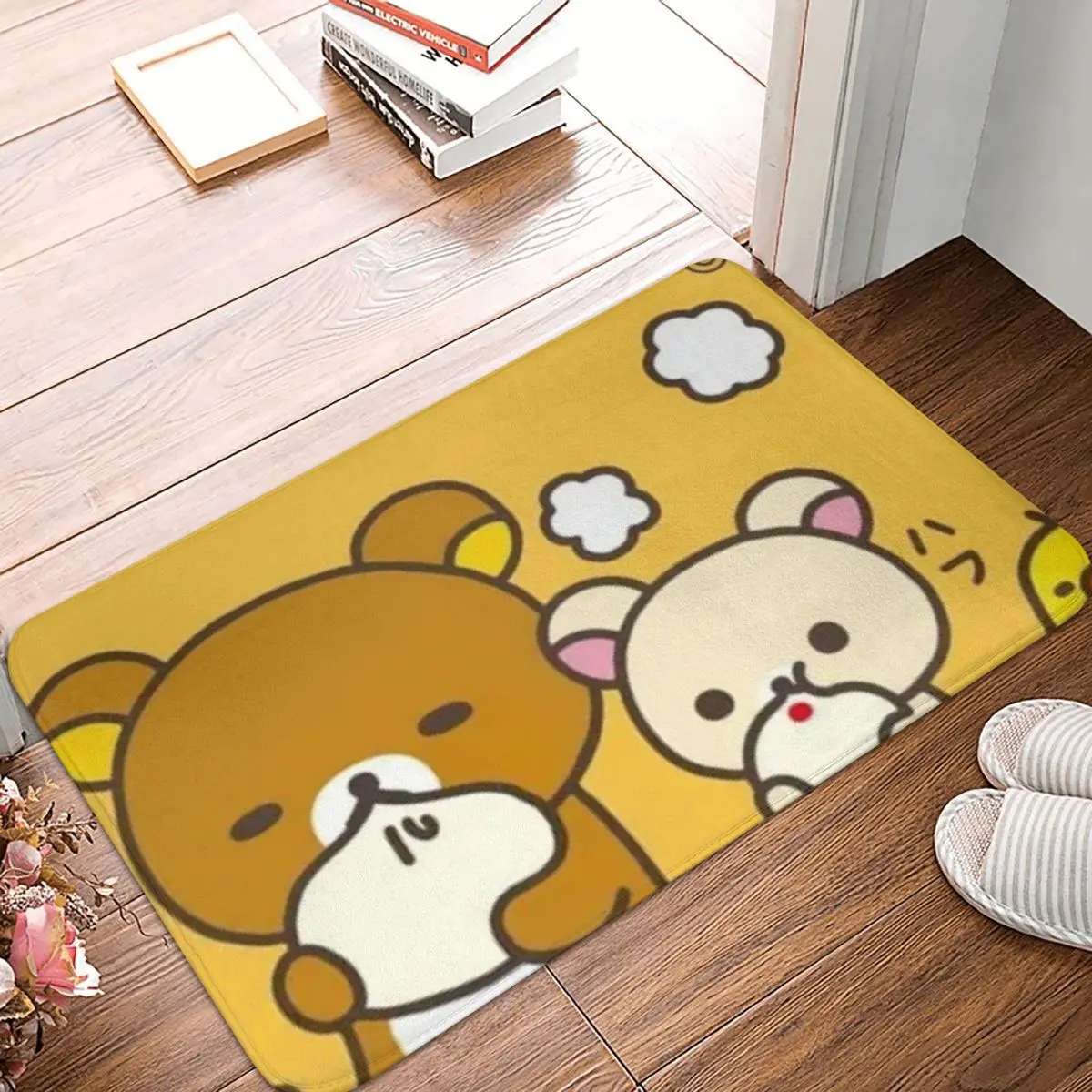 Rilakkuma bear滑り止めドアマット、バスマット、寝室マット、祈りのカーペット、室内装飾パターン