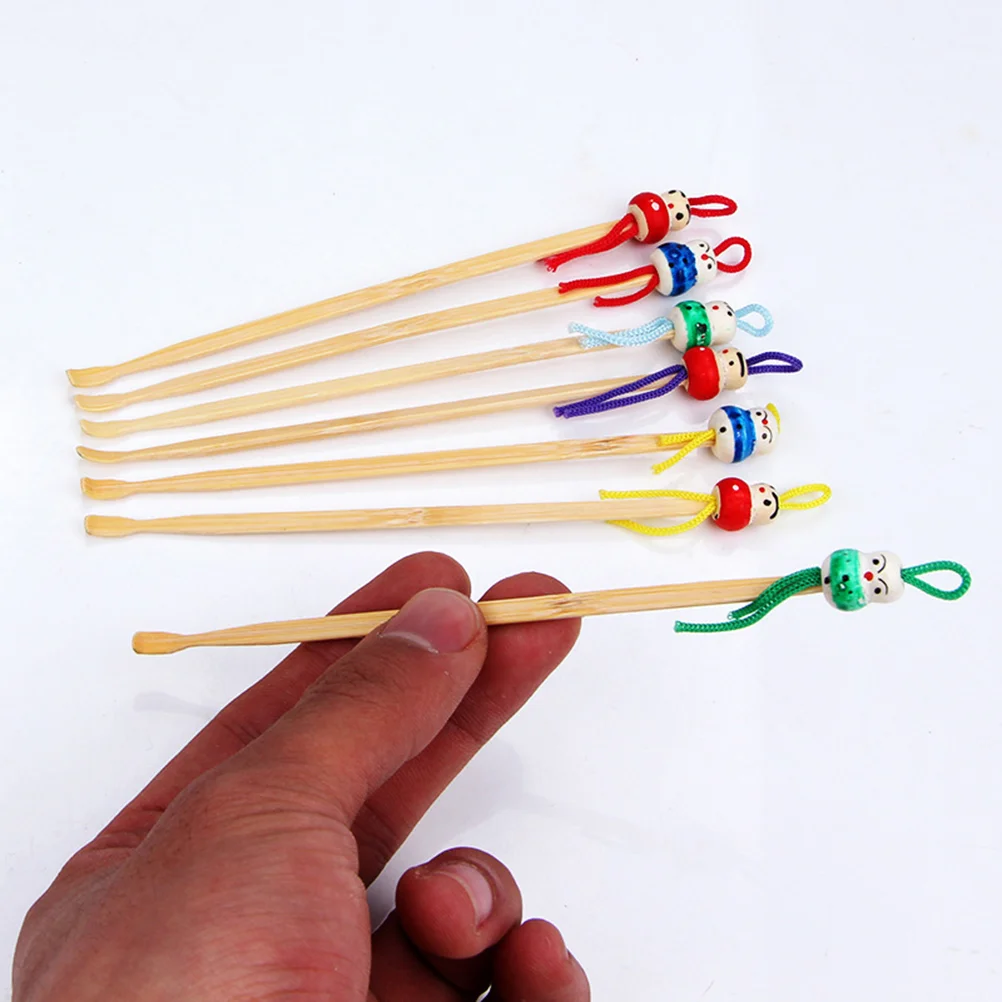 12 Pcs Wooden Ear Pick Cartoon Wax Remover Hanging Picker Supply Cleaner Bamboo