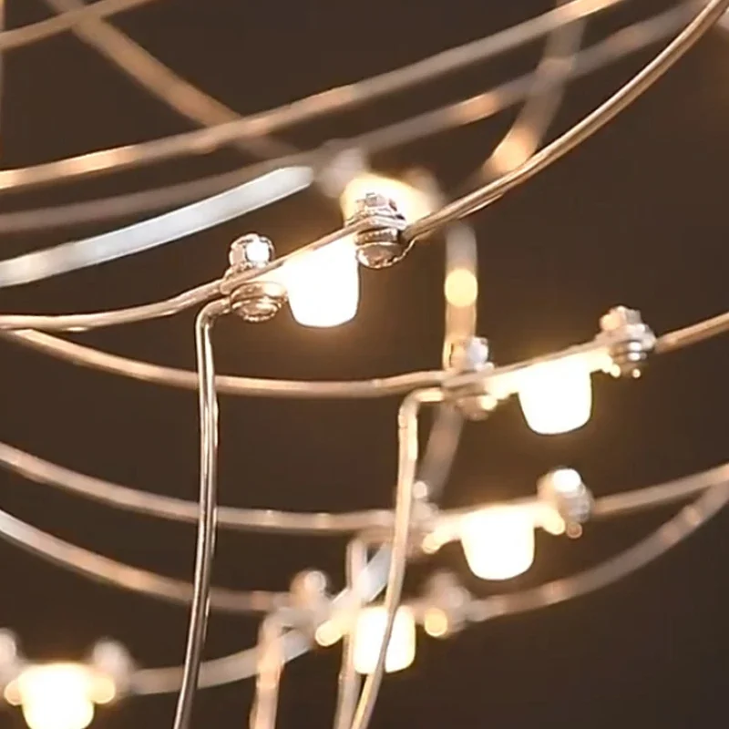 Duplex Townhouse Living Room Stainless Steel LED Hotel Club Manor Starry Fireflies Creative Branches Nordic Lamps