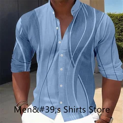 Striped Business Casual Men's Formal Shirt Button Shirt Long Sleeve Daily Vacation Summer Spring Autumn Stand Collar Shirt