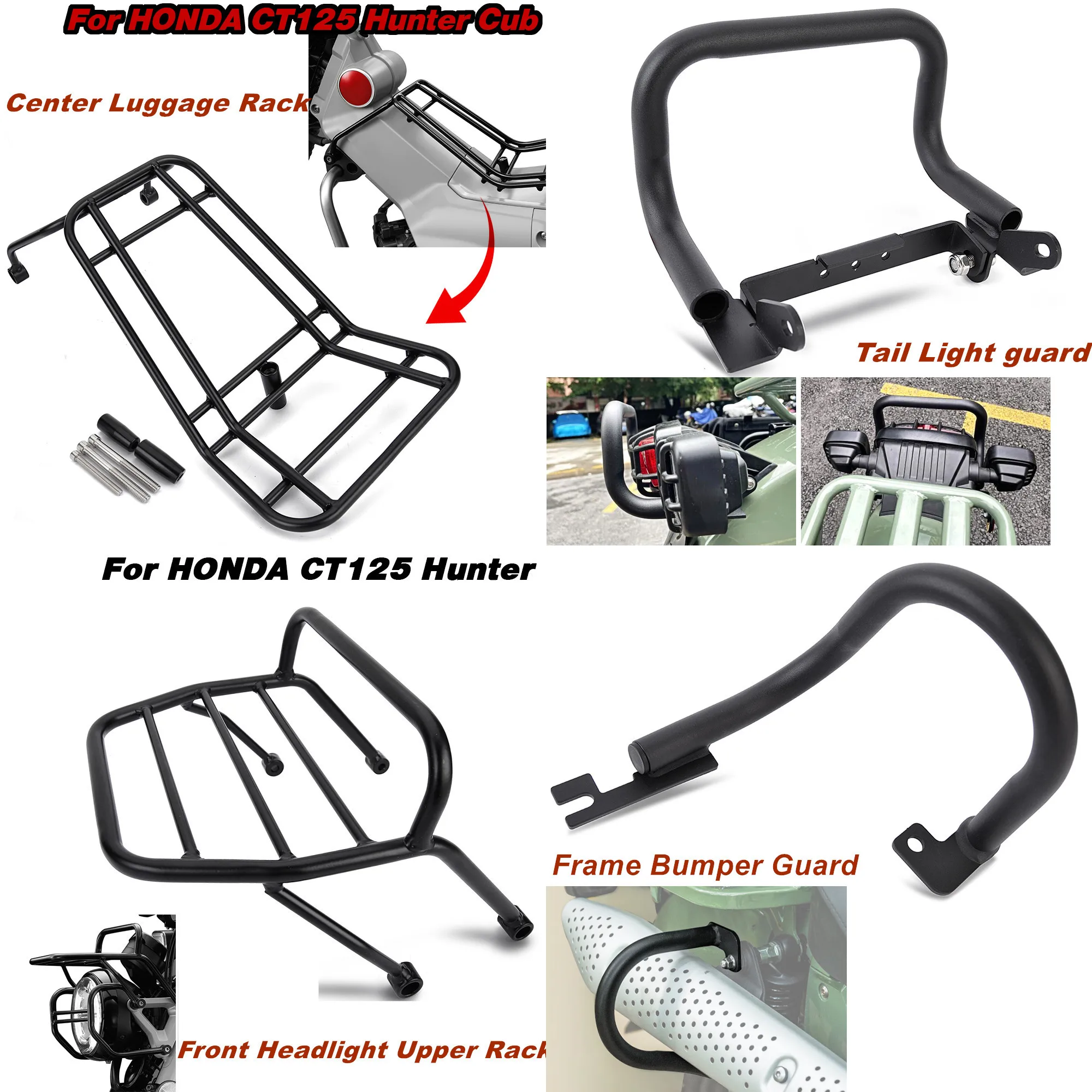 For Honda CT125 huntercub 125 2020 2021 2022 Navigation Mount Middle Luggage Rack Front upper Headlight Rack Tail light Guard