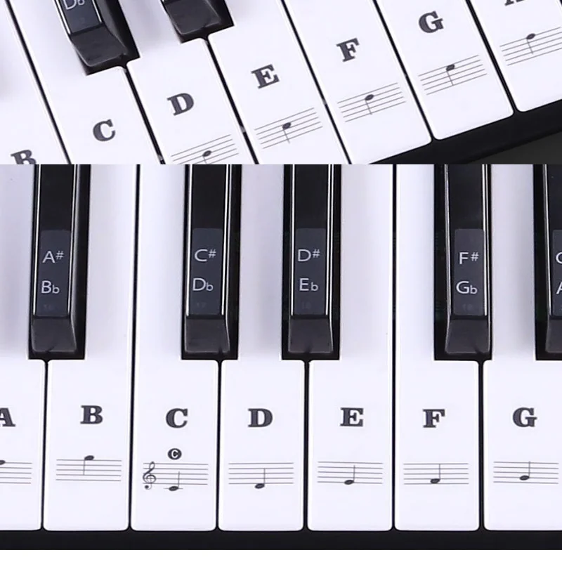 Black or Color Transparent detachable music decal note piano keyboard sticker 37-88 key electronic piano spectrum Sticker symbol