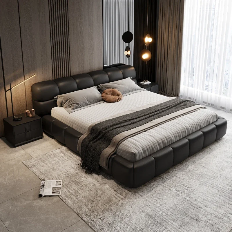 

Minimalist Leather Bed King Size Aesthetic Multifunctional Storage Bed Modern Luxury Cama De Casal Luxuosa Bedroom Furniture