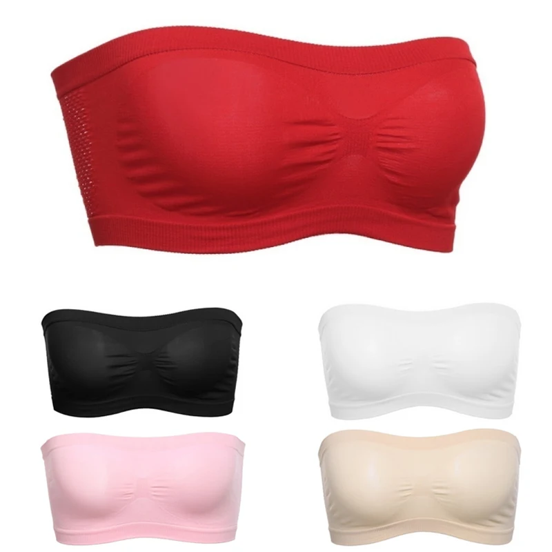 Women's Fashionable Slim Fit Mesh Breathable Versatile Strapless Seamless Anti Glare Sports Chest Bra