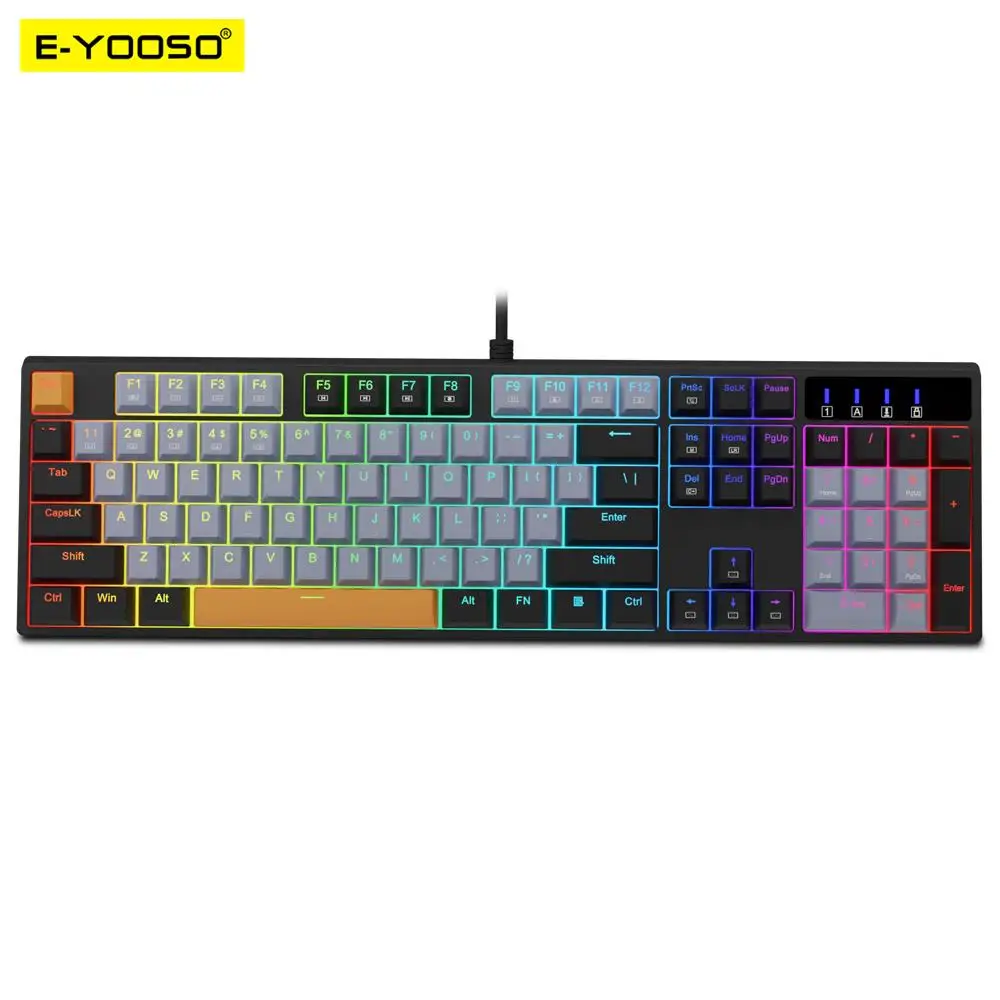 E-YOOSO Z14 RGB USB Mechanical Gaming Wired Keyboard Red Switch 104 Key Russian Brazilian Portuguese Gamer for Computer laptop