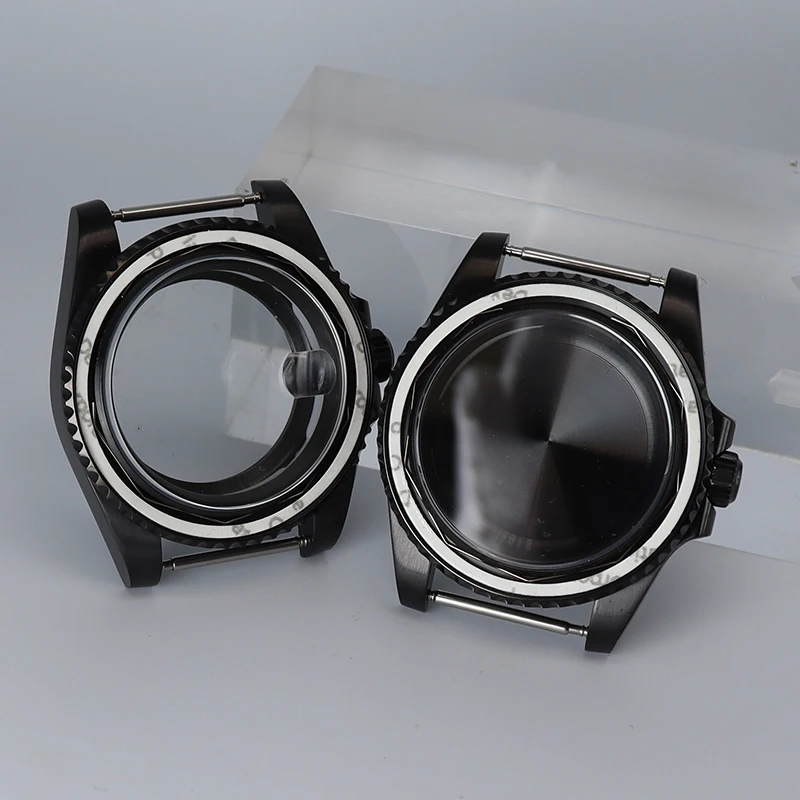 200M Diving 40mm Black Watch Case For SUB GMT Seiko NH35 NH36 NH34 NH38 Miyota 8215 ETA 2824 Movement Sapphire Glass 120 clicks