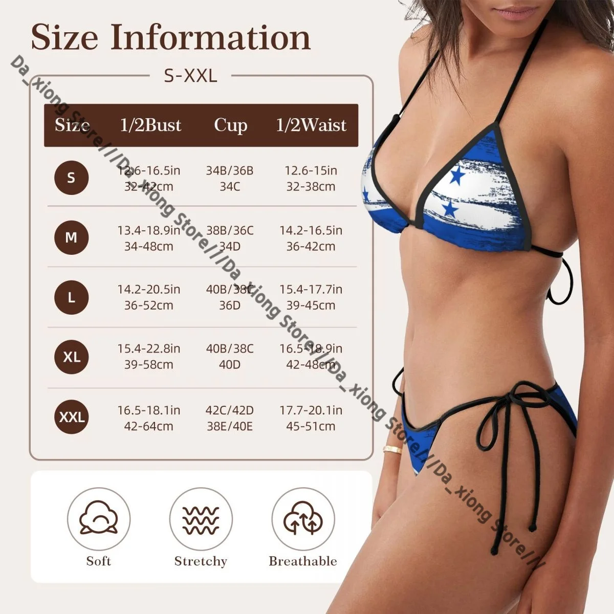 Mulher maiô sexy conjunto de biquíni roupa de banho bandeira de Honduras maiô de duas peças