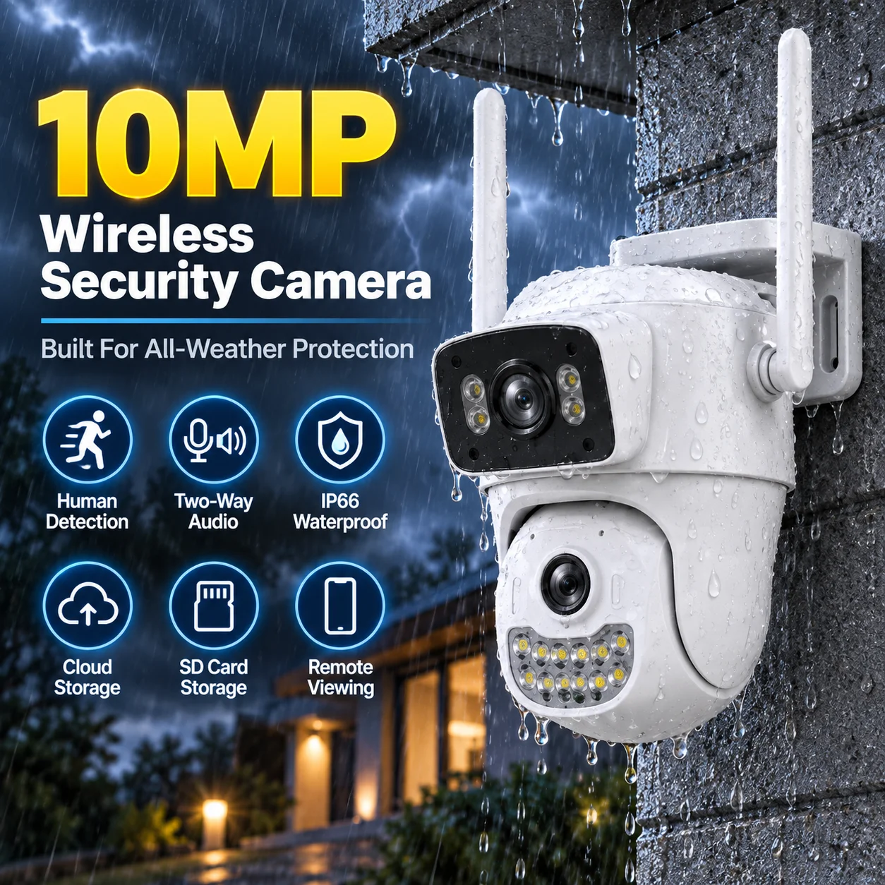 Telecamera IP PTZ 10MP con WiFi, doppia lente, doppio schermo, per esterni, impermeabile, per videosorveglianza e sicurezza, con visione notturna a colori, rilevamento del movimento, tracciamento