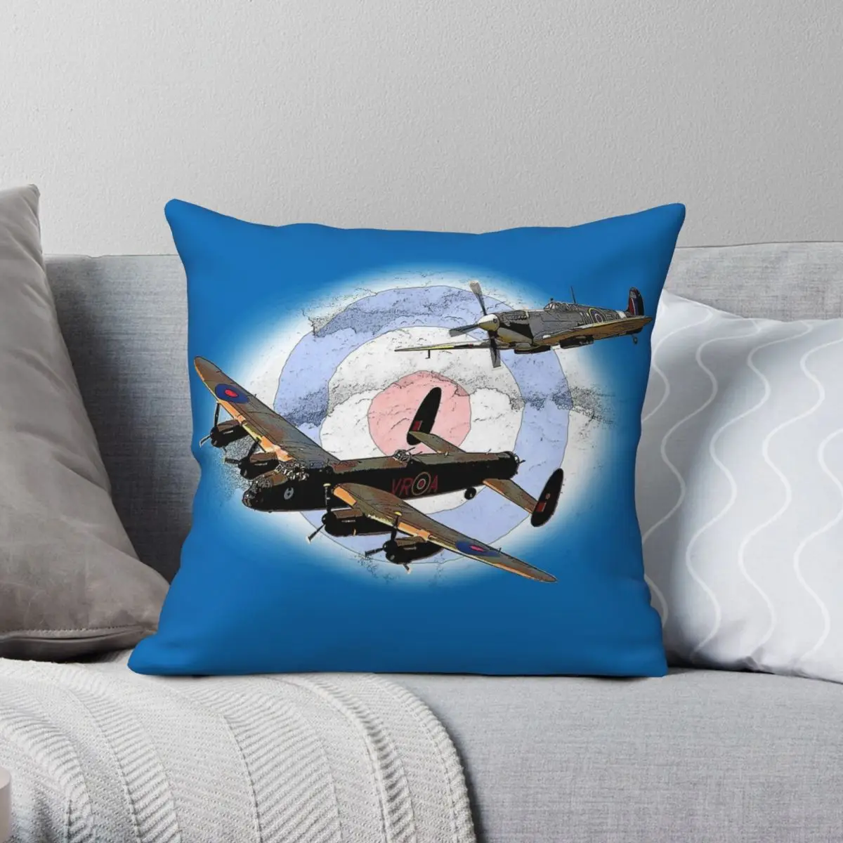 Spitfire And Lancaster Aircraft Square Pillowcase Polyester Linen Velvet Pattern Zip Decor Throw Pillow Case Home Cushion Case