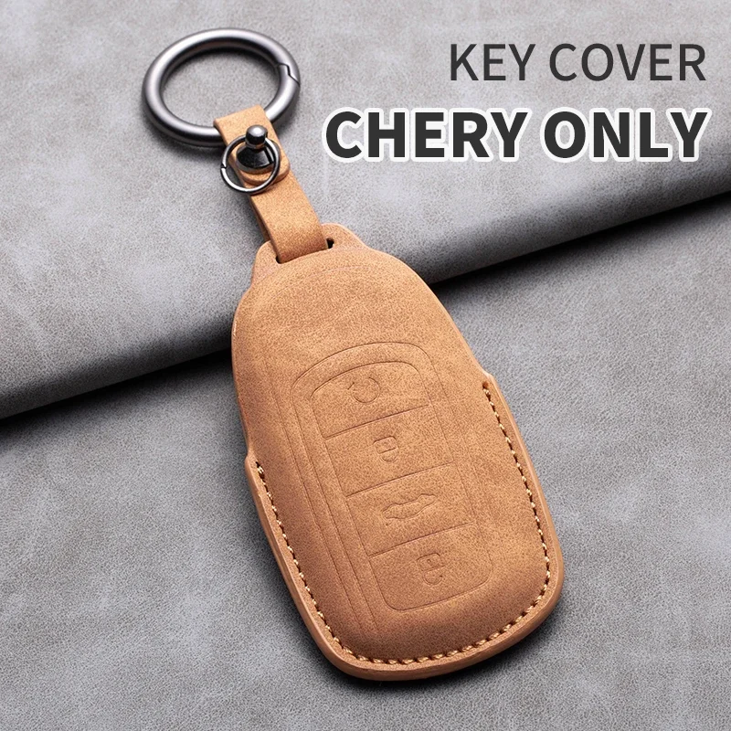 Leather Car Key Case Cover Shell Fob For Chery Tiggo 8 Pro Tiggo 8plus New 5 plus 7pro Chery Tiggo 7 Pro Max Omoda 5 C5 Modod image 4