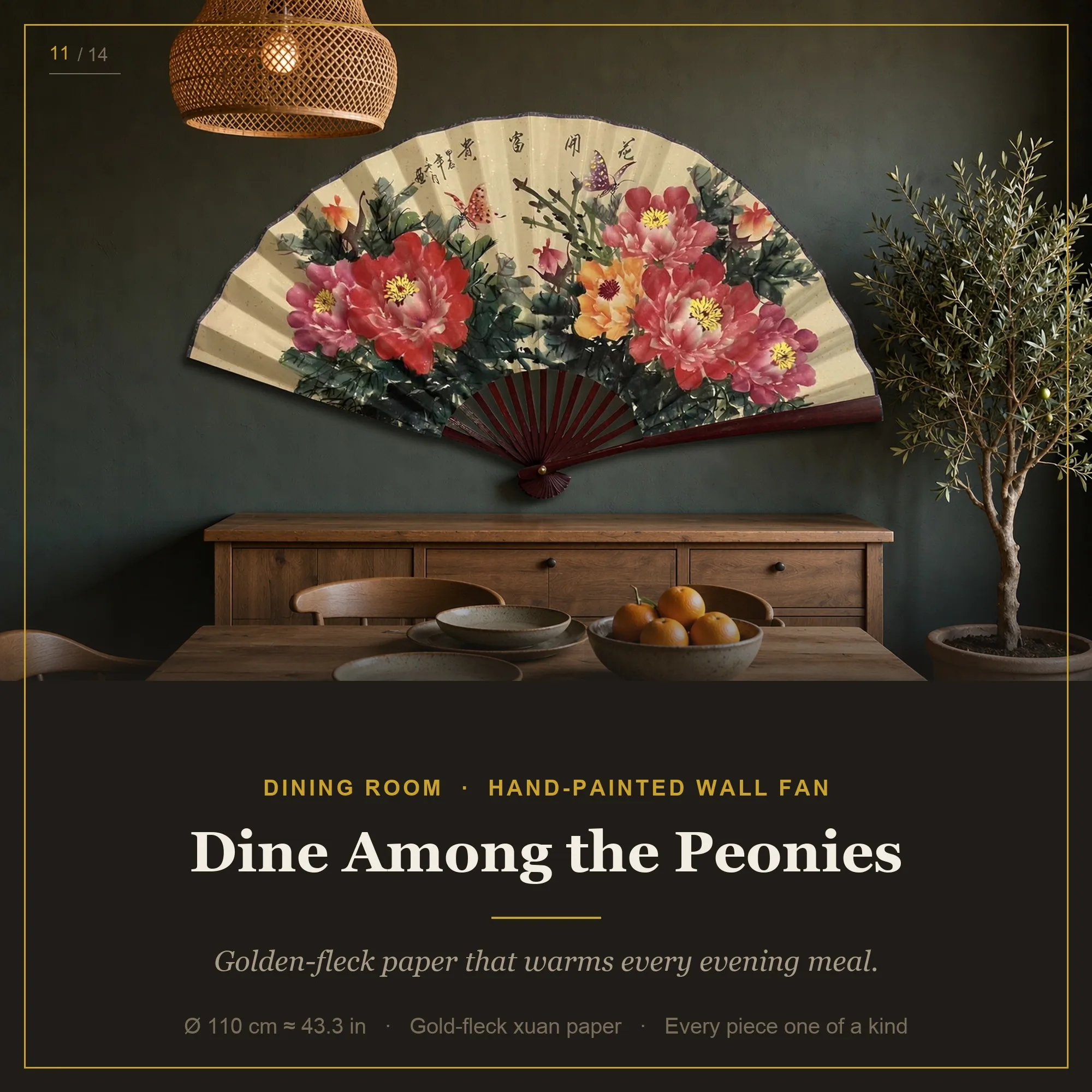 Made of Chinese Xuan paper, hand-painted by artists, each one unique, used for wall, living room, bedroom decoration