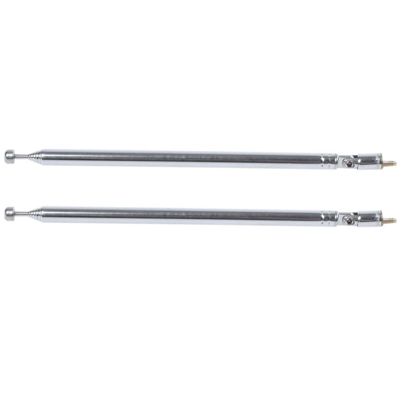 2X Metal Part 7 Telescopic AM, FM Radio Antenna Length 75 Cm Long Silver