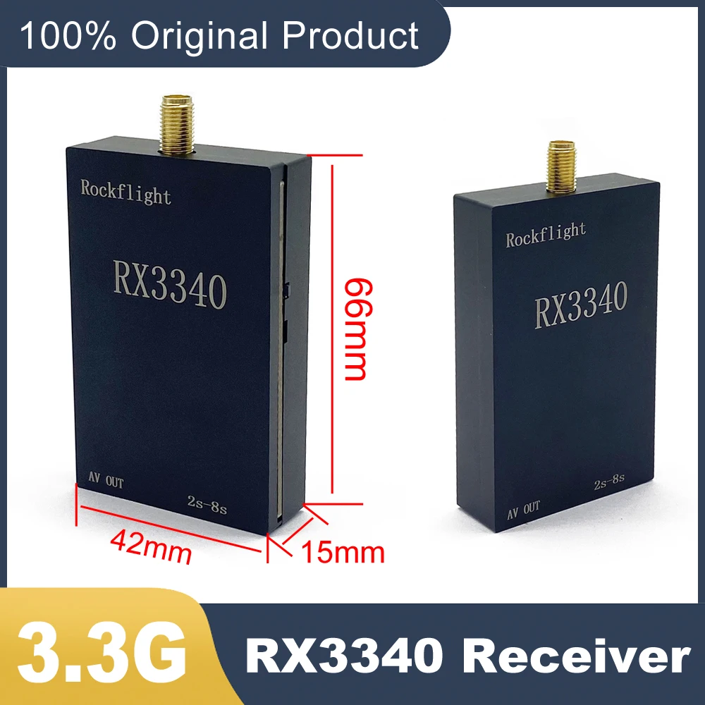 RockFlight 3.3G 16CH RX3340 VRX FPV 무선 이미지 전송 수신기 주파수 지원 3310-3495MHz/자동 채널 검색