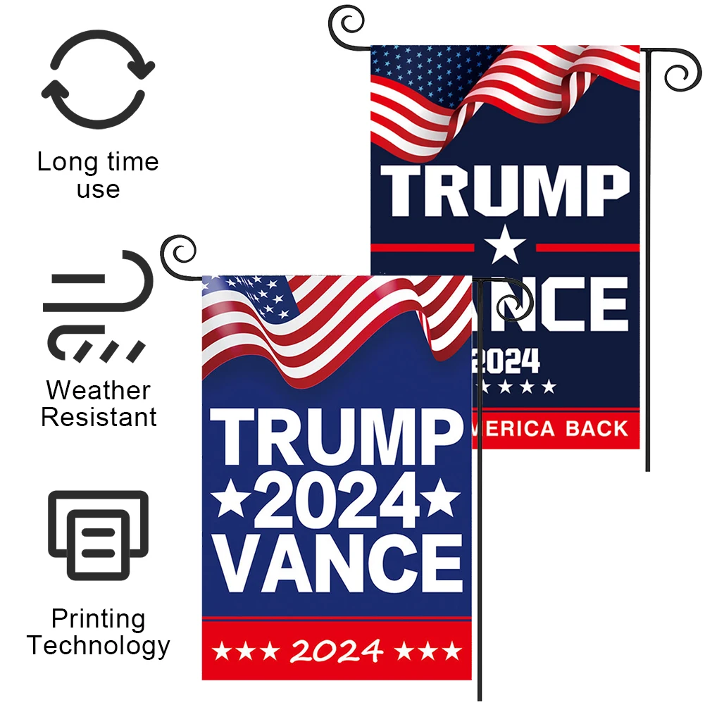 Drapeaux décoratifs double face pour la maison, bannière Trump Vance, drapeau de jardin extérieur, sensation de jardin, 2024, 2024