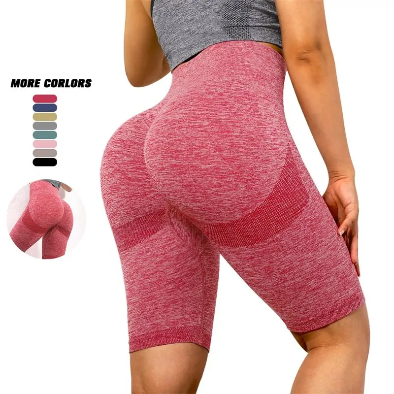 Women Butt Lifting Yoga Shorts Elastic Workout High Waist Tummy Control Ruched Booty Pants Seamless Gym Compression Tights