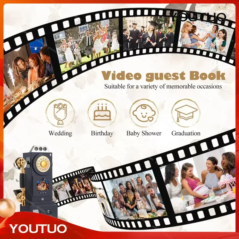 for Vintage 1080P Video and Audio Guest Book Payphone Wedding Blessing Recording Phone Retro Guestbook