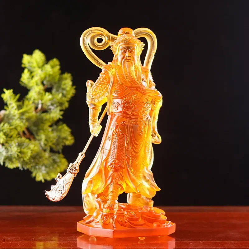 Guan Gong Statue Glazed Ceramic Guan Yu Warrior God Figure Home Decor Tabletop Ornament Feng Shui Wealth Gift for Office