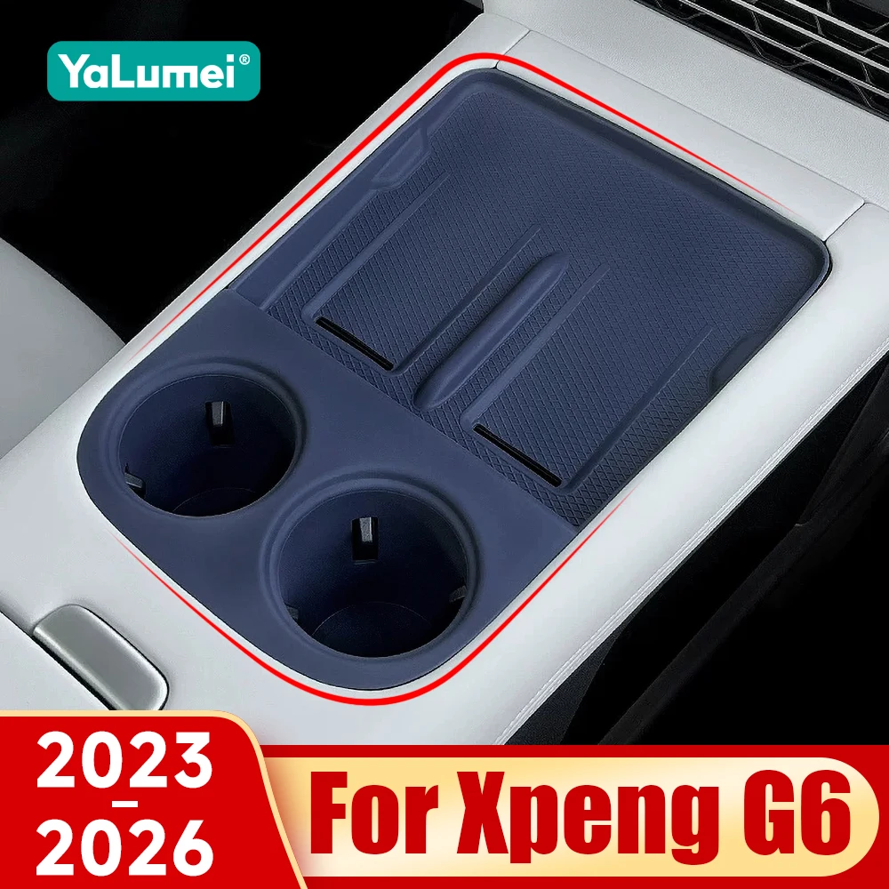 For Xpeng G6 2023 2024 2025 2026 Car Central Control Wireless Charging Silicone Pad Water Cup Holder Storage Box Accessories