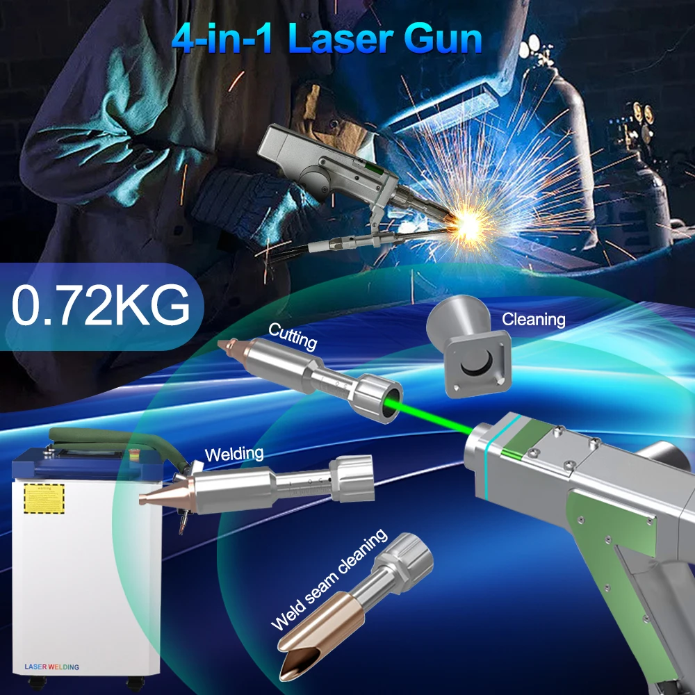 4 in 1 Fiber Laser Welding Machine 1500W 2000W 3000W Handheld Laser Guns Welding Weldseam Cleaning Cutting Laser Welder EU STOCK