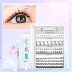 9-rzędowe DIY A M Shape Spikes Cluster Eyelash Fish Tail Heat Bonded Lashes Extension Premade Fan Korean Russian Self Grafting Set