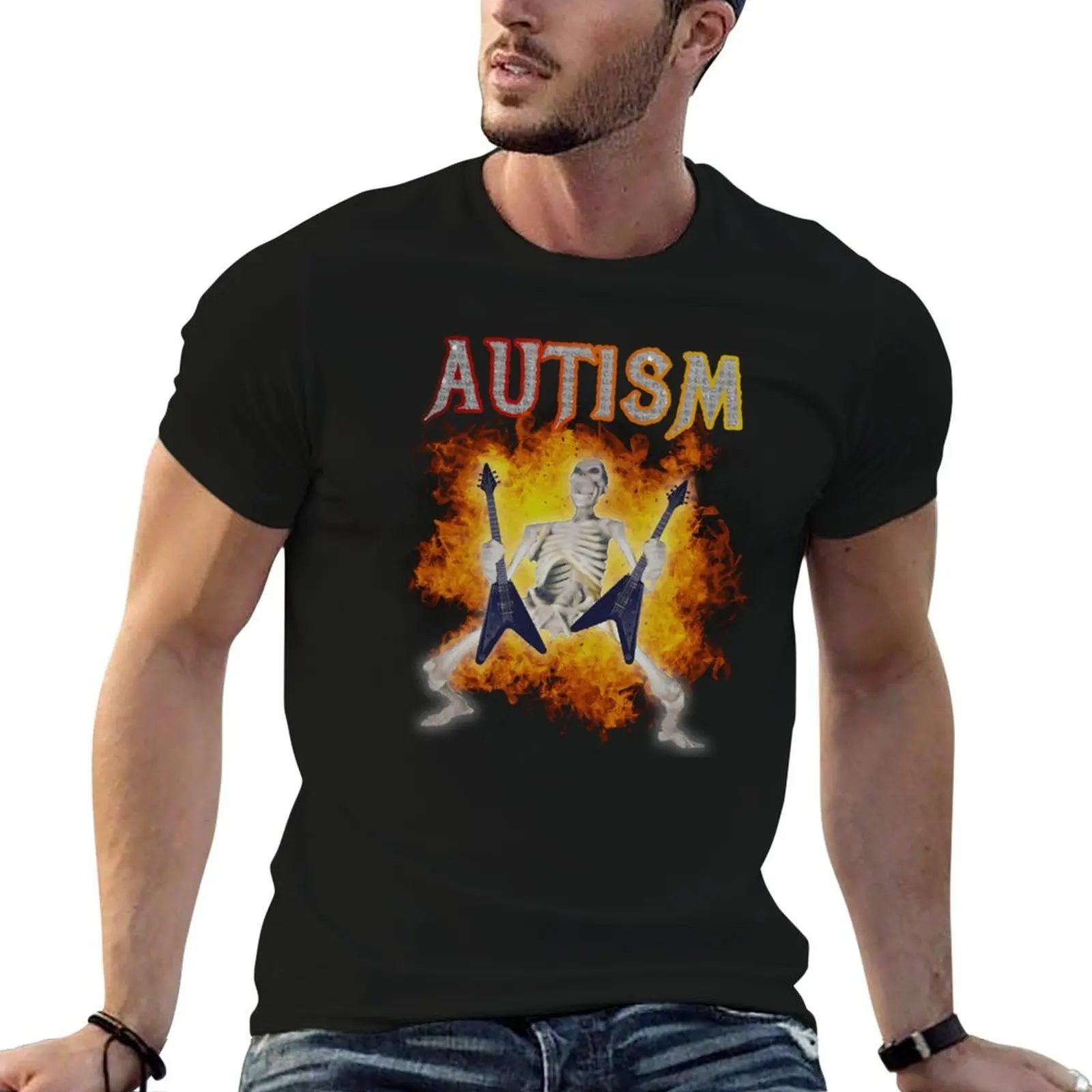 

Autism Funny Skeleton Meme T-Shirt t shirts for man graphic vintage t shirt man designer cotton t shirts man 100% T-shirt