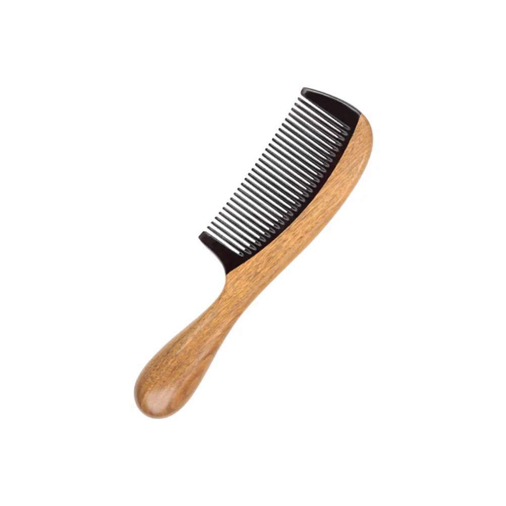 Twist It up Comb Horn Hair Combs Round Handle Beard Natural Wood Teethed Anti-Static Toothed