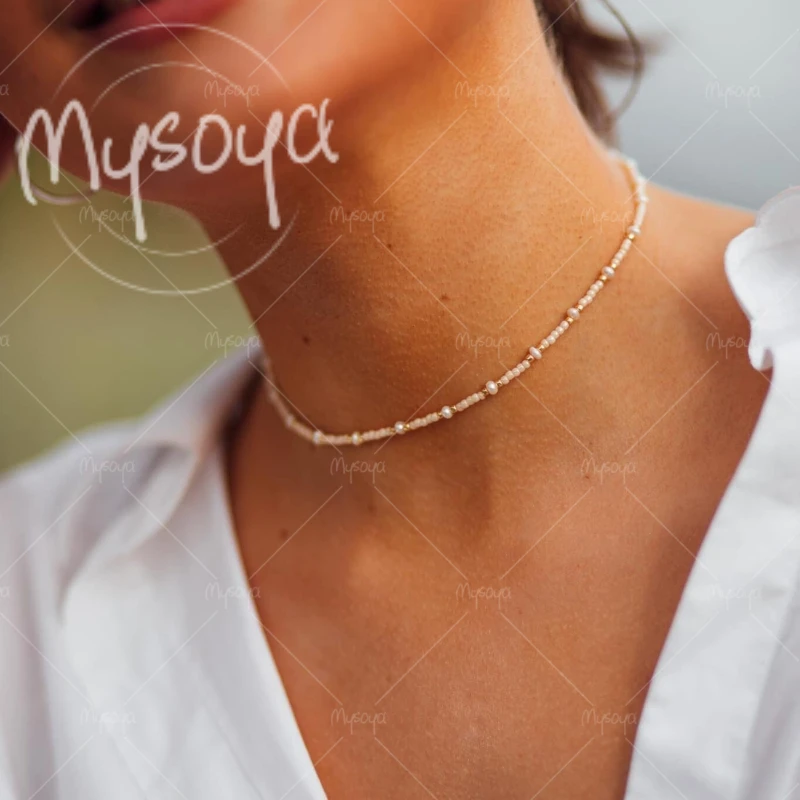 

MYSOYA 3-4mm White Freshwater Pearl Letter Pendant Necklace for Girlfriend, for Birthday/ Anniversary/ Mother's Day Gift A0589