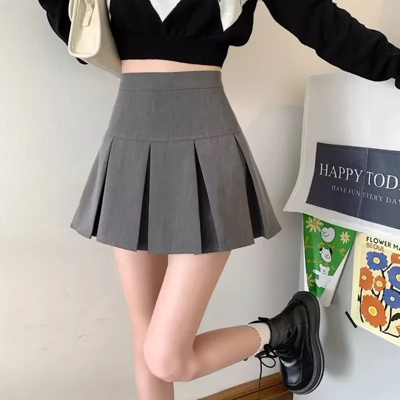 Black Gray Skirts Women Preppy Style Spring Summer Solid Jk Harajuku Basic Korean Fashion Pleated Faldas Mini Streetwear Chic