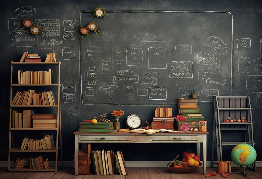 Mehofond Photography Background Welcome Back To School Blackboard Student Birthday Party Bookselves Book Backdrop Photo Studio
