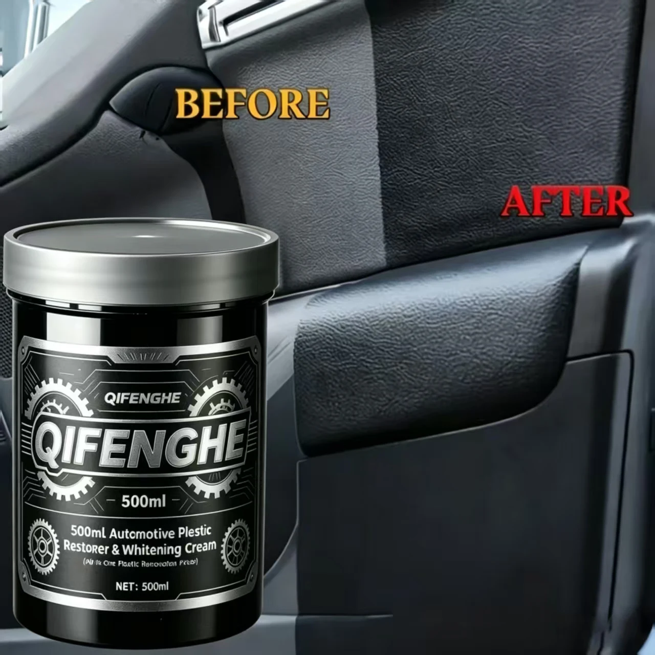 500ml Automotive Plastic Restorer & Whitening Cream, Unbranded Custom Private Label Available, All-in-One Car Plastic Renovation