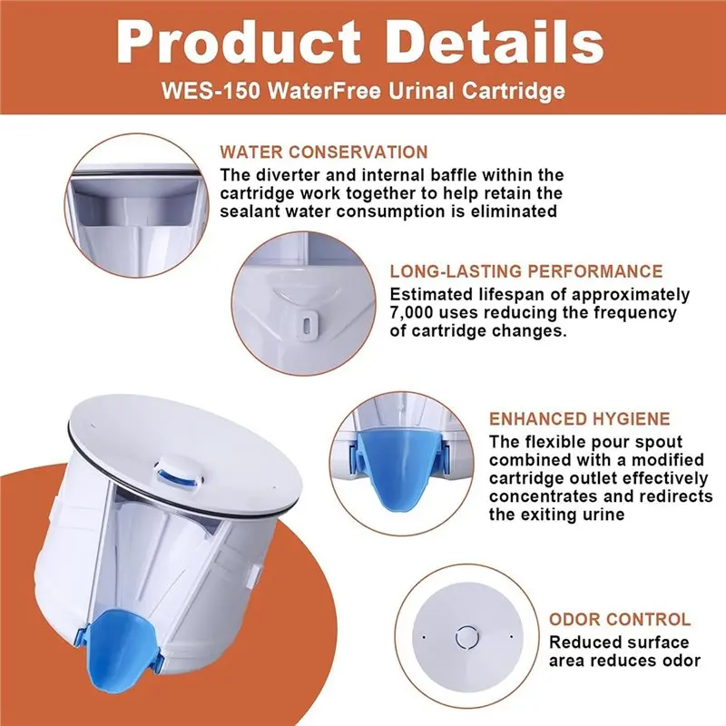 ABIT Wrench Key,Gloves Included WES-150 Waterfree Urinal Cartridge For All Sloan Waterless Urinals, For Falcon FWFC