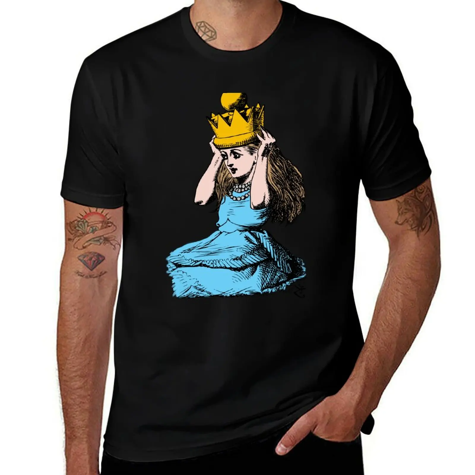 

designer for T-Shirt cotton Alice t-shirt shirt package man Crowned plain man t black