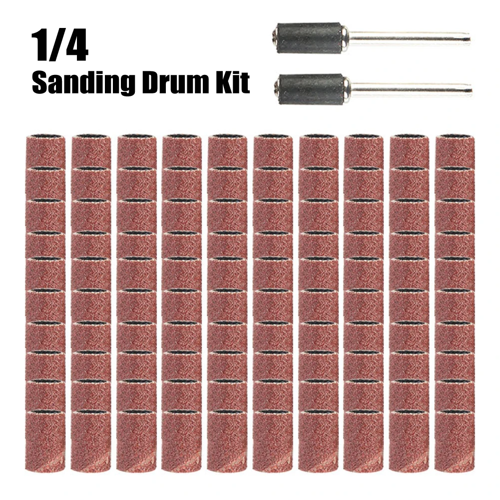 

102pcs 1/4 3/8 1/2 Inch Sanding Drum Set With Sanding Mandrels Sanding Bands For Nail Accessories