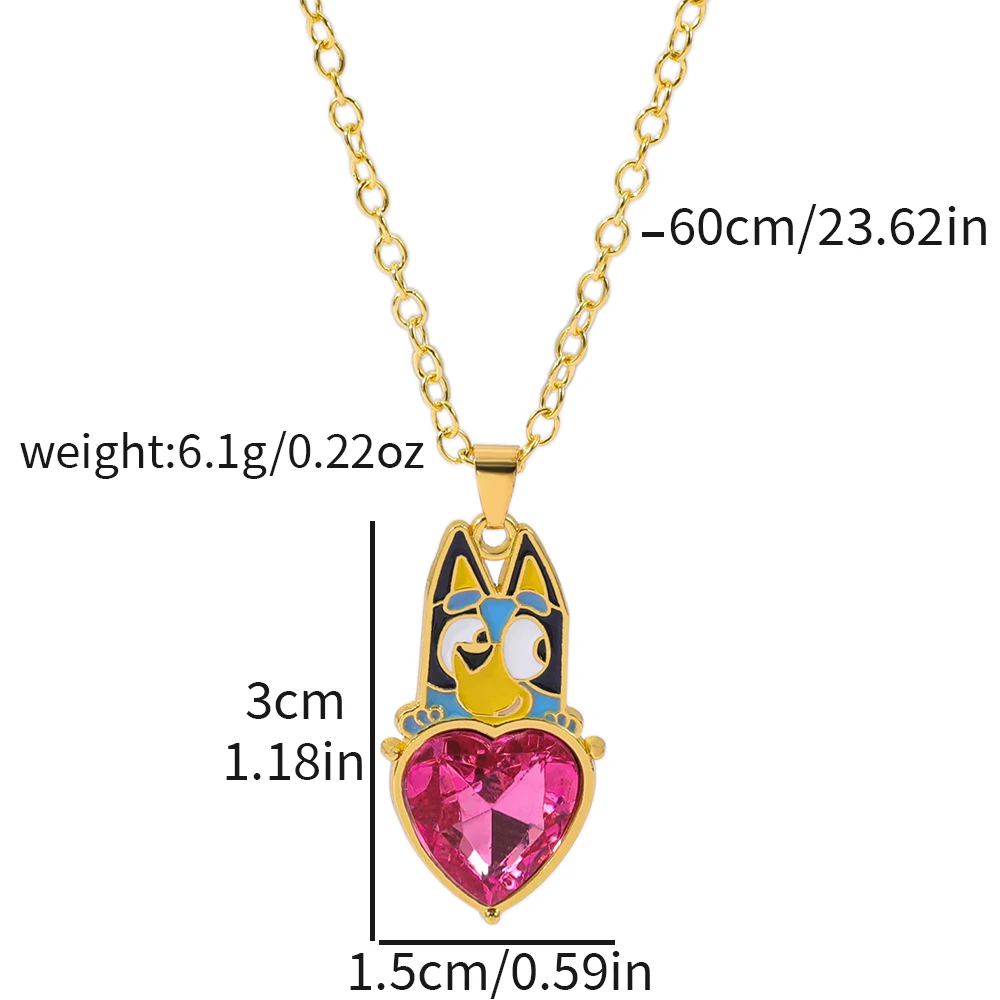 Colar de Cão Crystal Bluey em Cor Dourada, Joias Femininas de Moda, Acessório Criativo Simples de Alto Padrão Europeu-Americano, Presente para Meninas