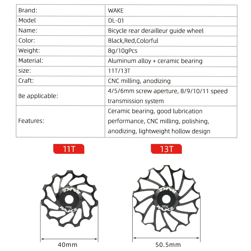 ويك 2 قطعة الدراجة الجبلية MTB بكرة عجلة دليل تحمل السيراميك الخلفي Derailleur 11T/13T نقل الطريق دراجة لركوب الدراجات